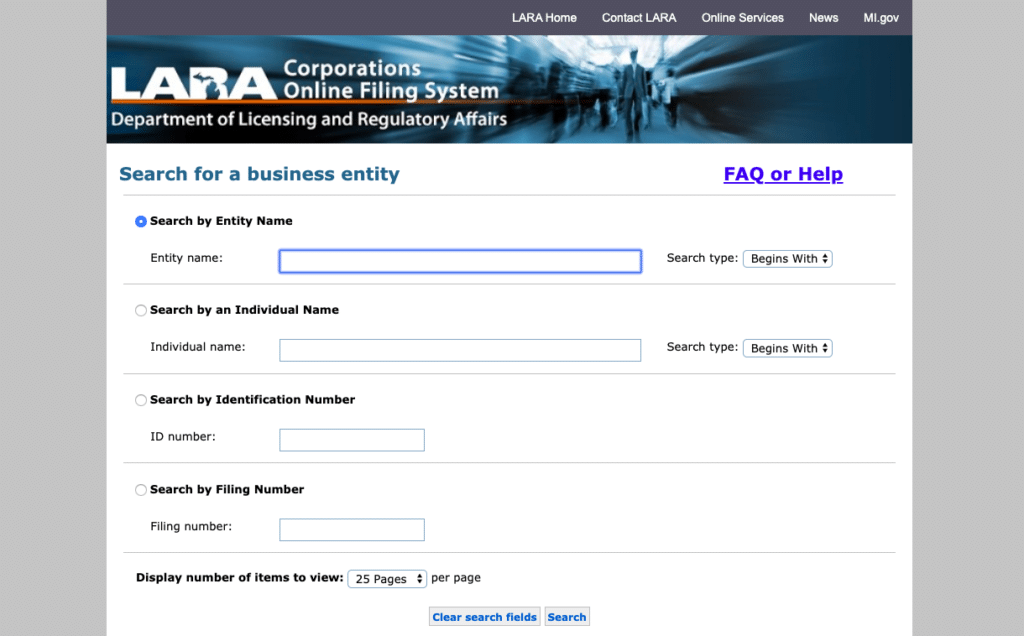 Michigan Business Name Search
