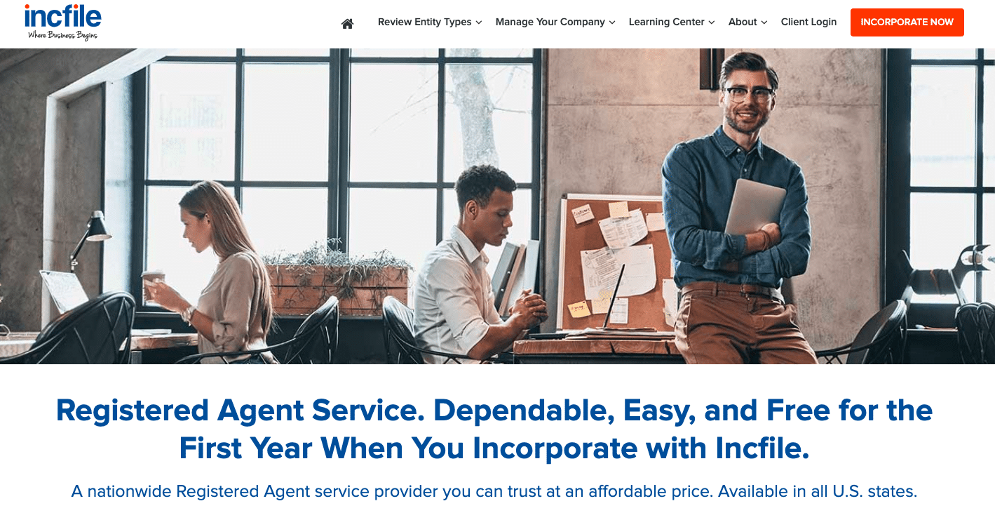 Incfile's registered agent service